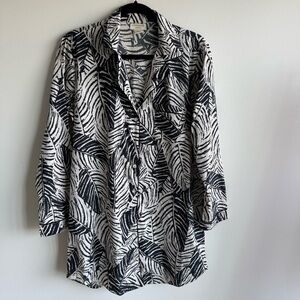 NWOT Cynthia Rowley Sleepwear Palm Print Button Nightshirt Dress Size Medium